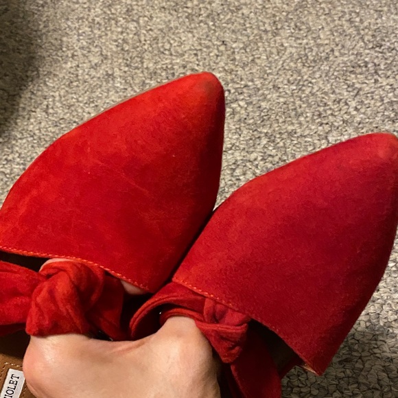 Chelsea & Violet Red Suede Mules - Picture 4 of 5